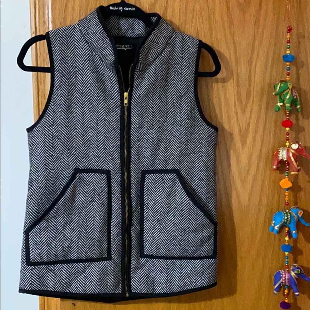 Quilted Tweed Herringbone Vest